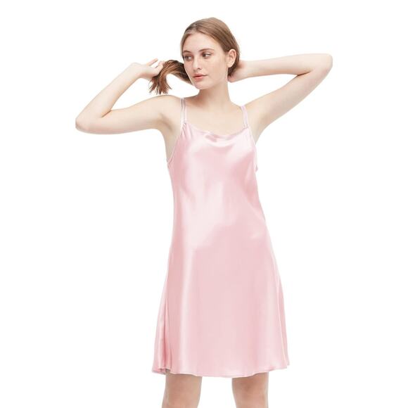 100% Mulberry Silk Nightgown Slip Dress Pink Women's Sleepwear Size L (12) - Picture 4 of 4